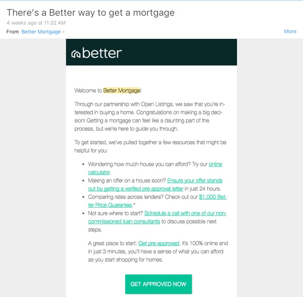 Better Mortgage Email Newsletter