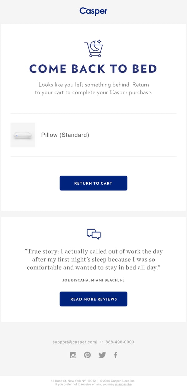 Casper email content